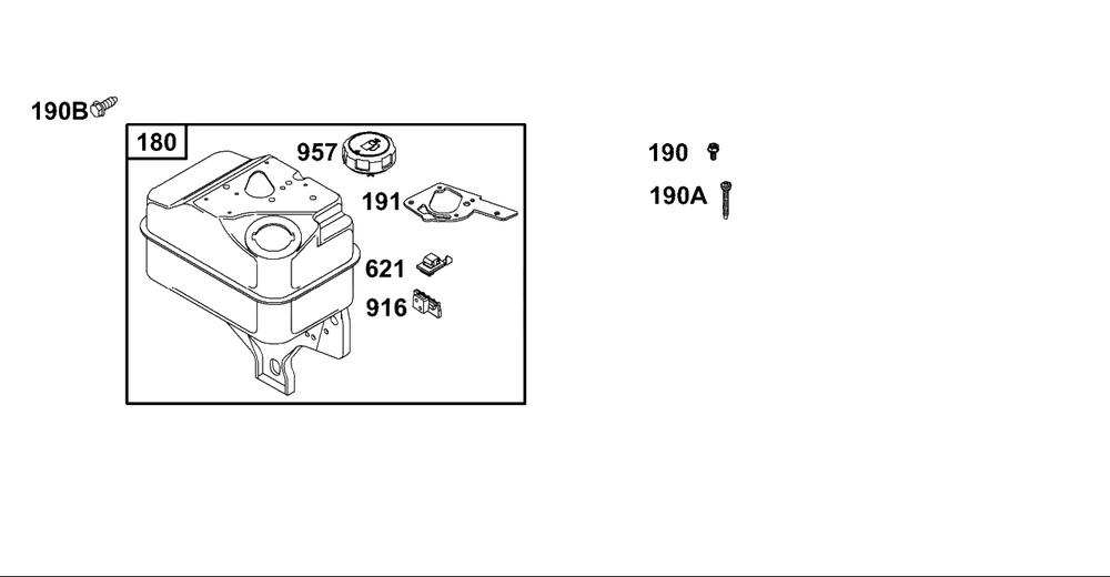 Fuel Tank Group Diagram and Parts List for 133232-1012-XX  Briggs and Stratton Engine